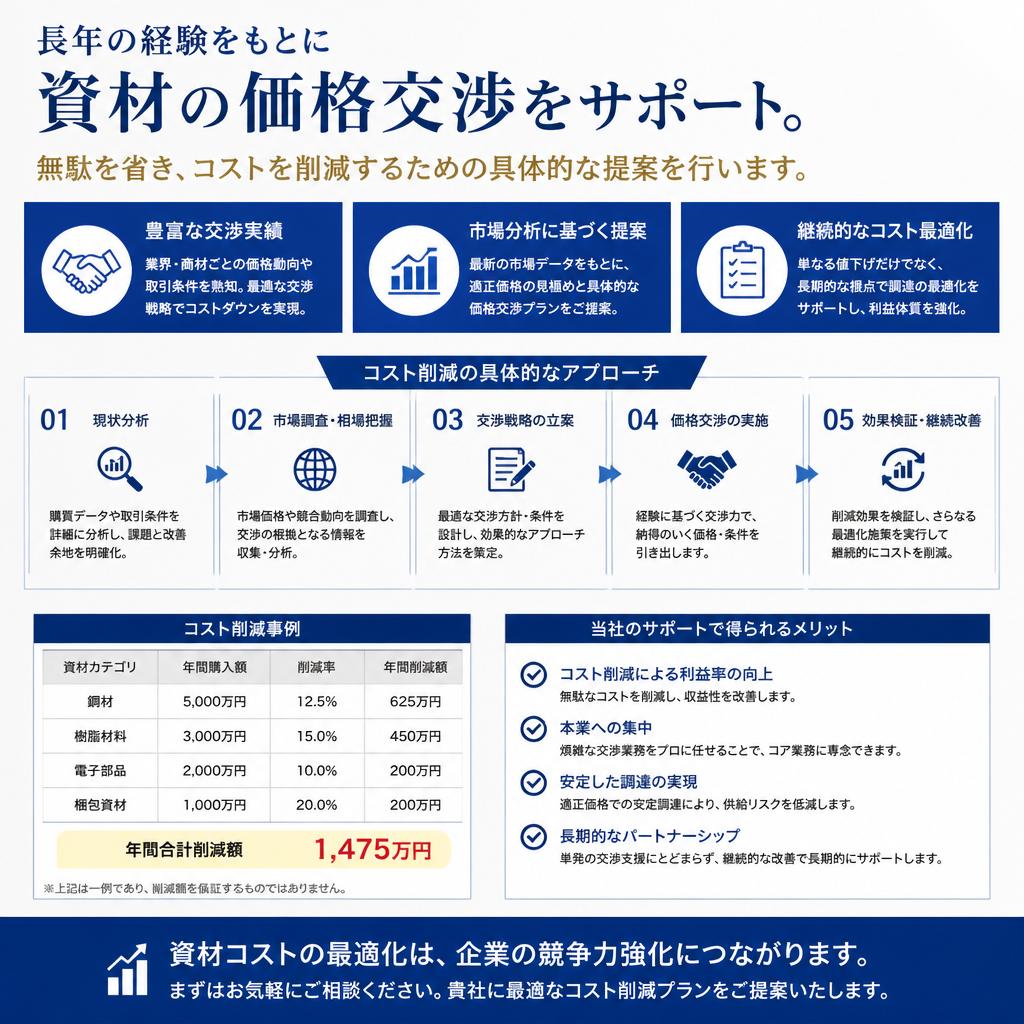 資材コストの最適化を実現する価格交渉