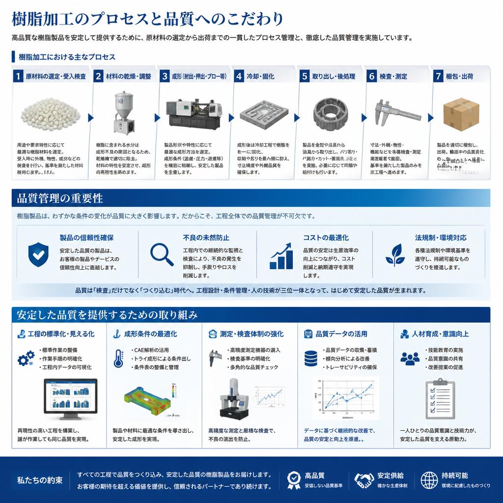 樹脂加工のプロセスと品質管理